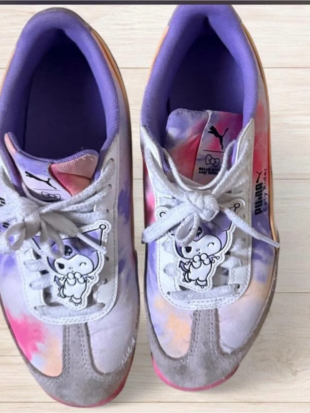 Sanrio x Puma Kids Tie-Dye Purple & Pink Sneakers with Character Accent